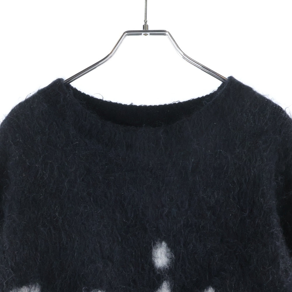 SAINT MICHAEL(セントマイケル) 23AW CREW NECK KNIT フロントロゴ モヘアニット セーター ブラック SM-A23-0000-042