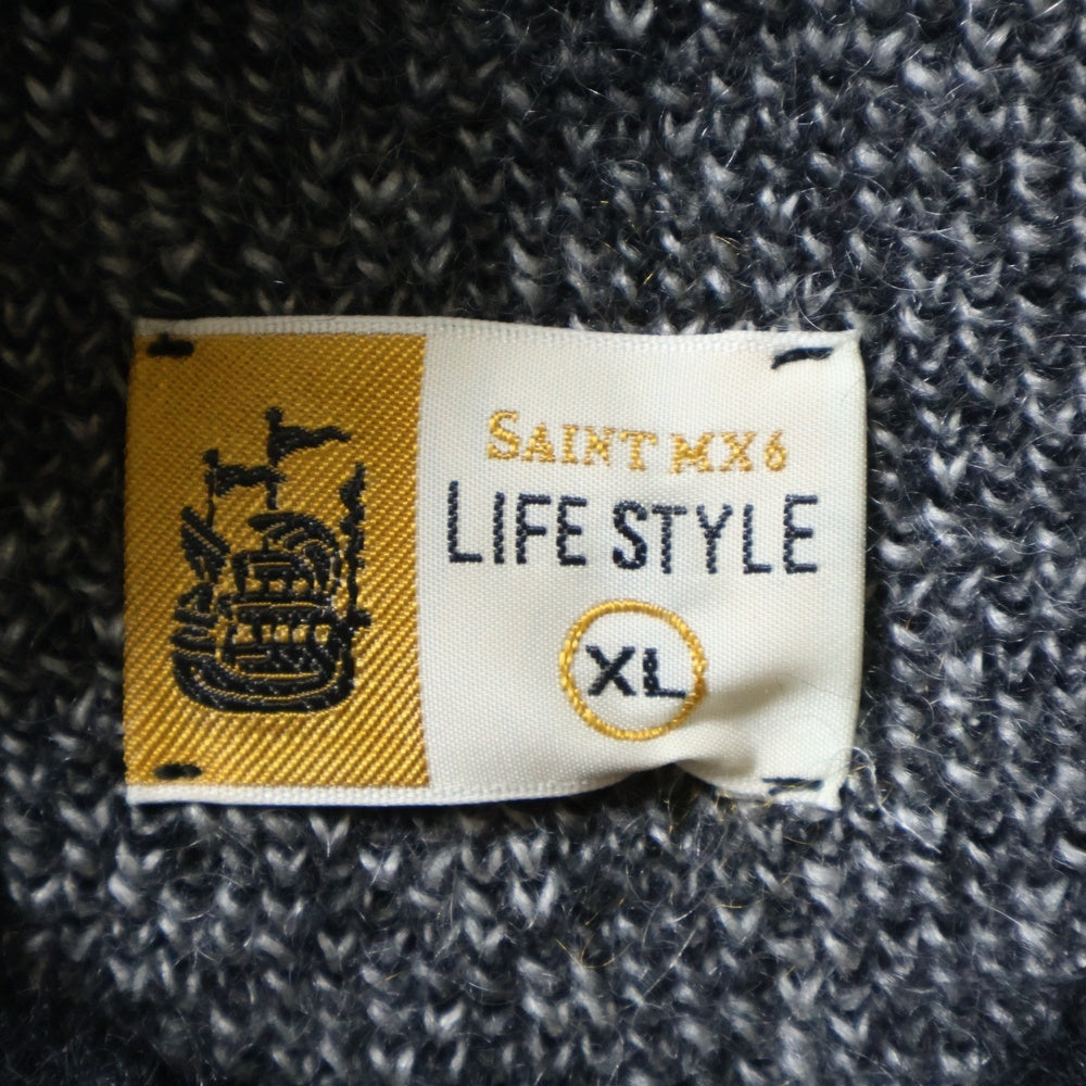SAINT MICHAEL(セントマイケル) 23AW CREW NECK KNIT フロントロゴ モヘアニット セーター ブラック SM-A23-0000-042