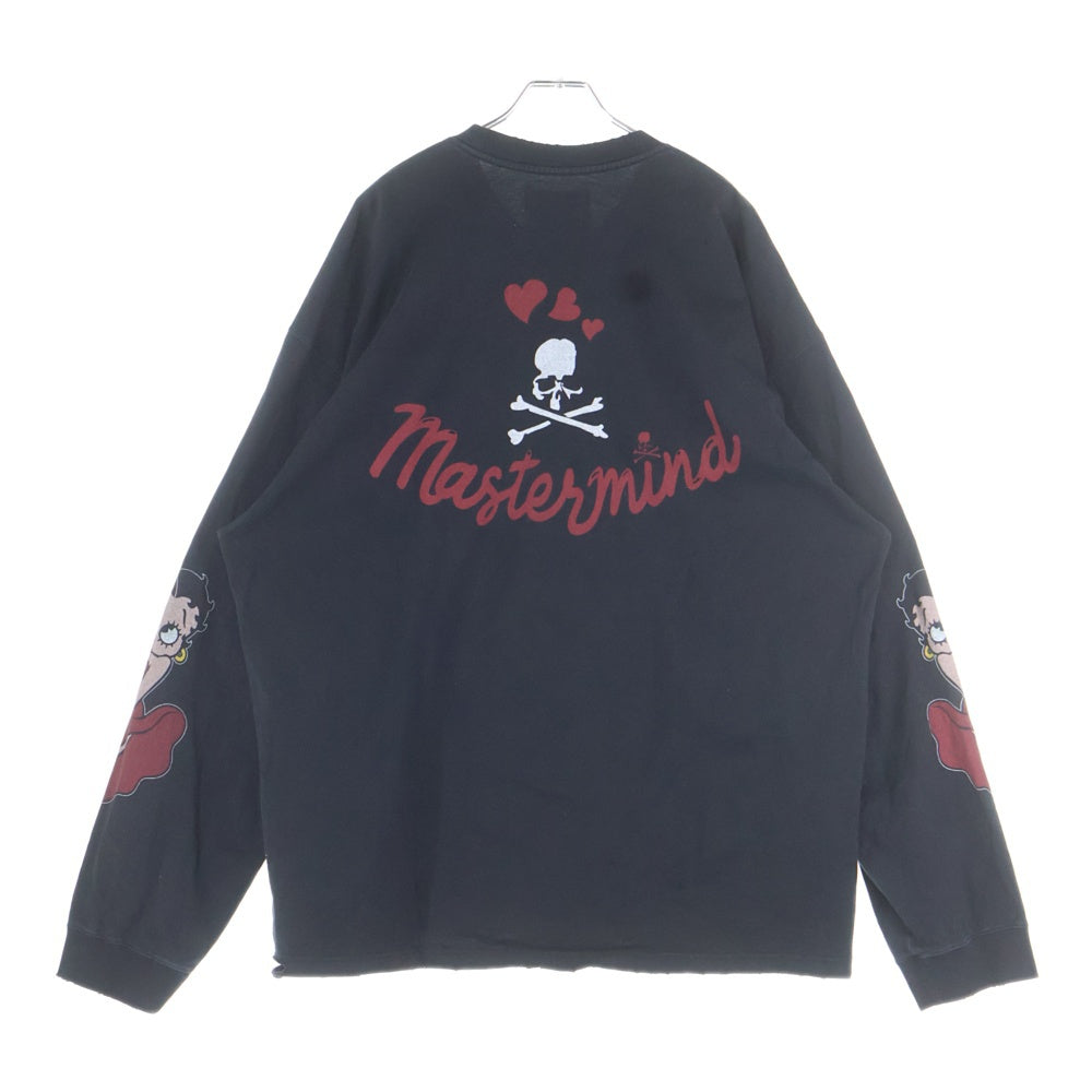 mastermind JAPAN(マスターマインドジャパン) ×Betty Boop ベティブープ ボクシーフィット オーバーサイズ プリント長袖Tシャツ カットソー ブラック MW25C15-TS208