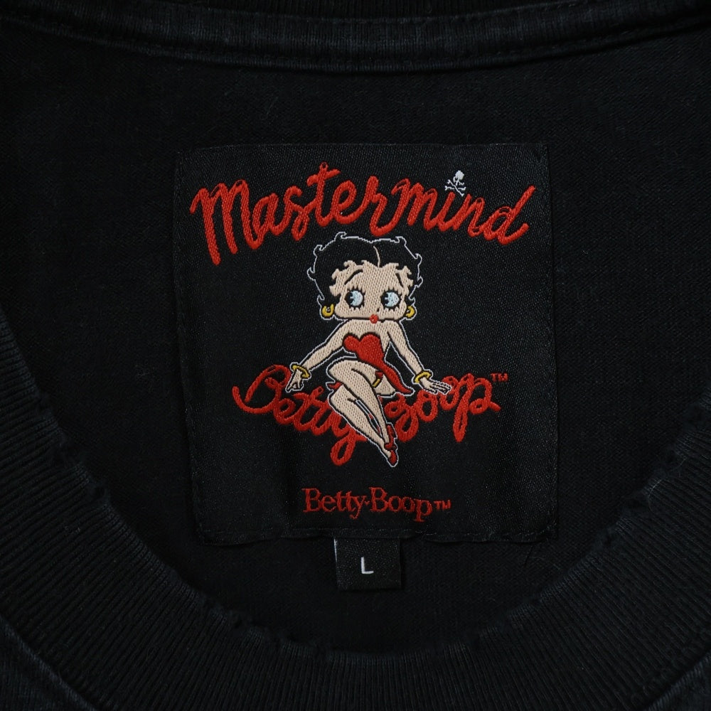 mastermind JAPAN(マスターマインドジャパン) ×Betty Boop ベティブープ ボクシーフィット オーバーサイズ プリント長袖Tシャツ カットソー ブラック MW25C15-TS208