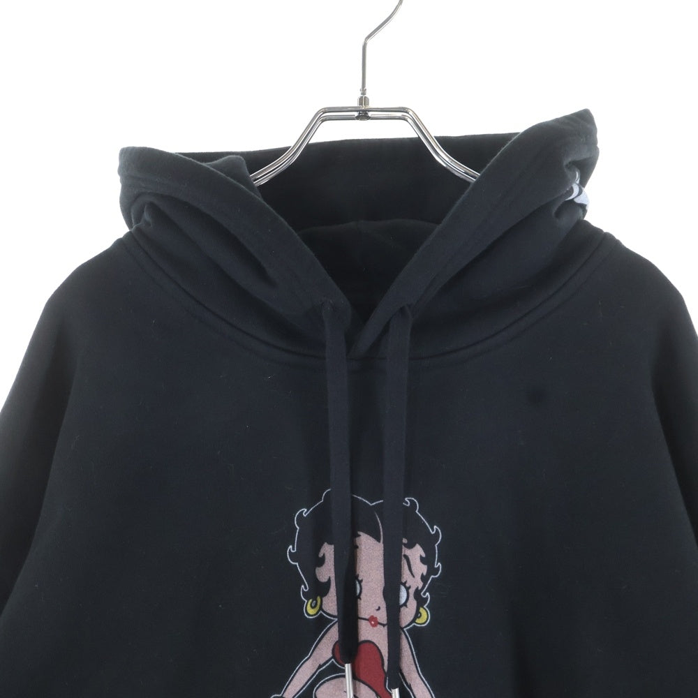 mastermind JAPAN(マスターマインドジャパン) ×Betty Boop ベティブープ ボクシーフィット オーバーサイズ プルオーバースウェットパーカー ブラック MW25C15-SW201