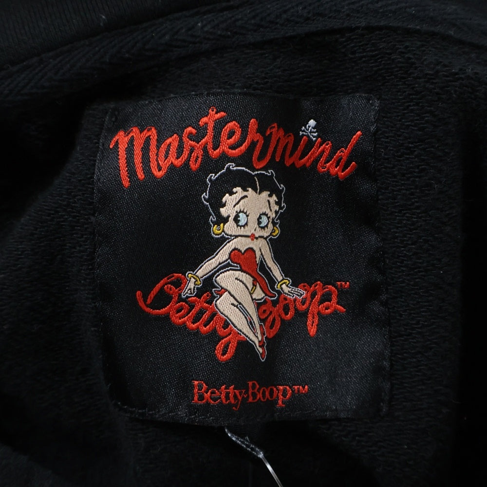 mastermind JAPAN(マスターマインドジャパン) ×Betty Boop ベティブープ ボクシーフィット オーバーサイズ プルオーバースウェットパーカー ブラック MW25C15-SW201