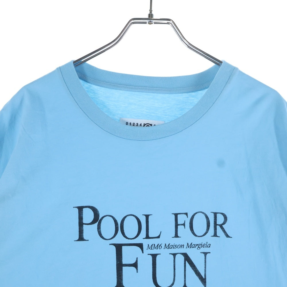 MM6 Maison Margiela(エムエムシックスメゾンマルジェラ) POOR FOR FUN フロントプリント半袖Tシャツ カットソー ブルー SH0GC0044 S24312