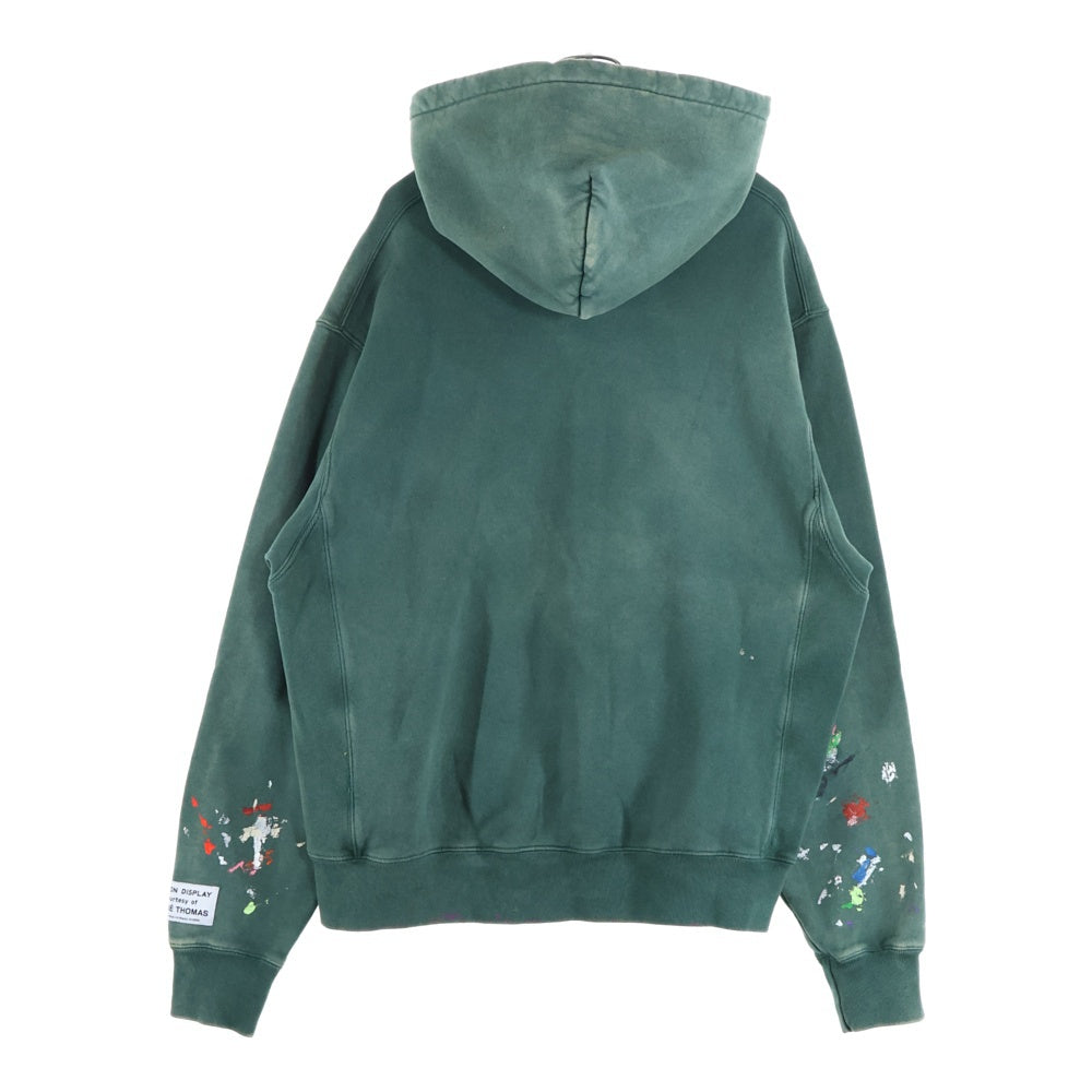 GALLERY DEPT.(ギャラリーデプト) LOGO OVER SIZED HOODIE ダメージ加工 ロゴオーバーサイズプルオーバースウェットパーカー グリーン
