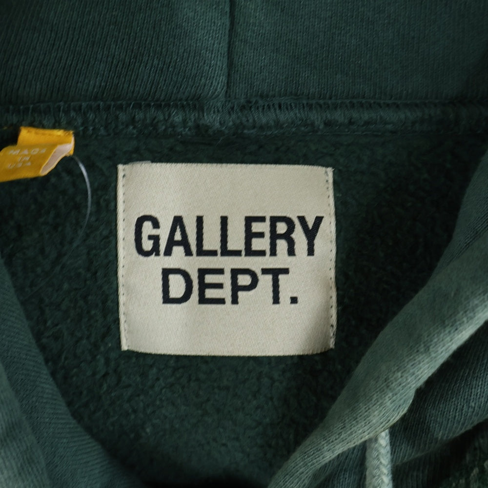 GALLERY DEPT.(ギャラリーデプト) LOGO OVER SIZED HOODIE ダメージ加工 ロゴオーバーサイズプルオーバースウェットパーカー グリーン