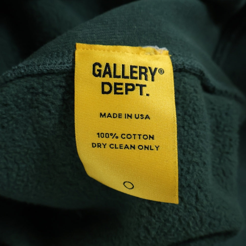 GALLERY DEPT.(ギャラリーデプト) LOGO OVER SIZED HOODIE ダメージ加工 ロゴオーバーサイズプルオーバースウェットパーカー グリーン