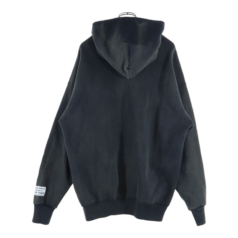 GALLERY DEPT.(ギャラリーデプト) LOGO OVER SIZED HALF ZIP HOODIE ダメージ加工 ロゴオーバーサイズ ハーフジップスウェットパーカー ブラック