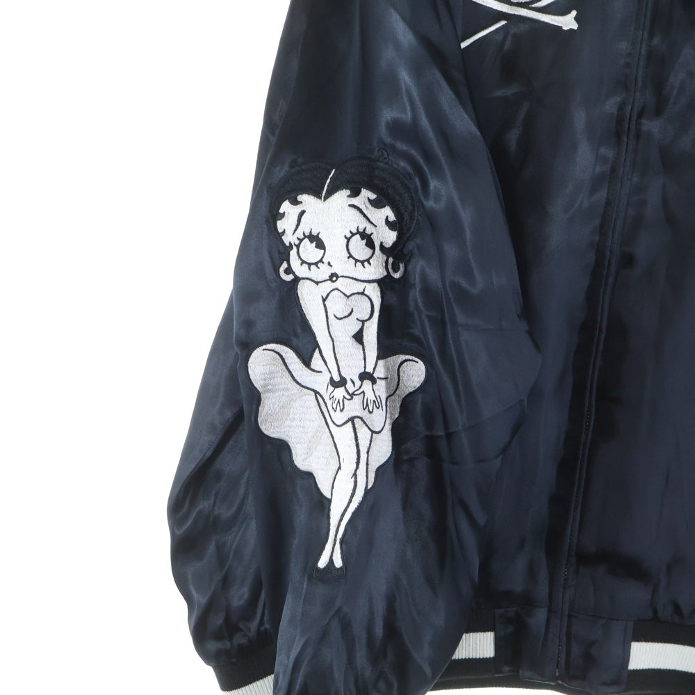 mastermind JAPAN(マスターマインドジャパン) ×Betty Boop SOUVENIR JACKET ベティブープ スーベニアジャケット スカジャン ブルゾン ブラック MW25C15-BL100