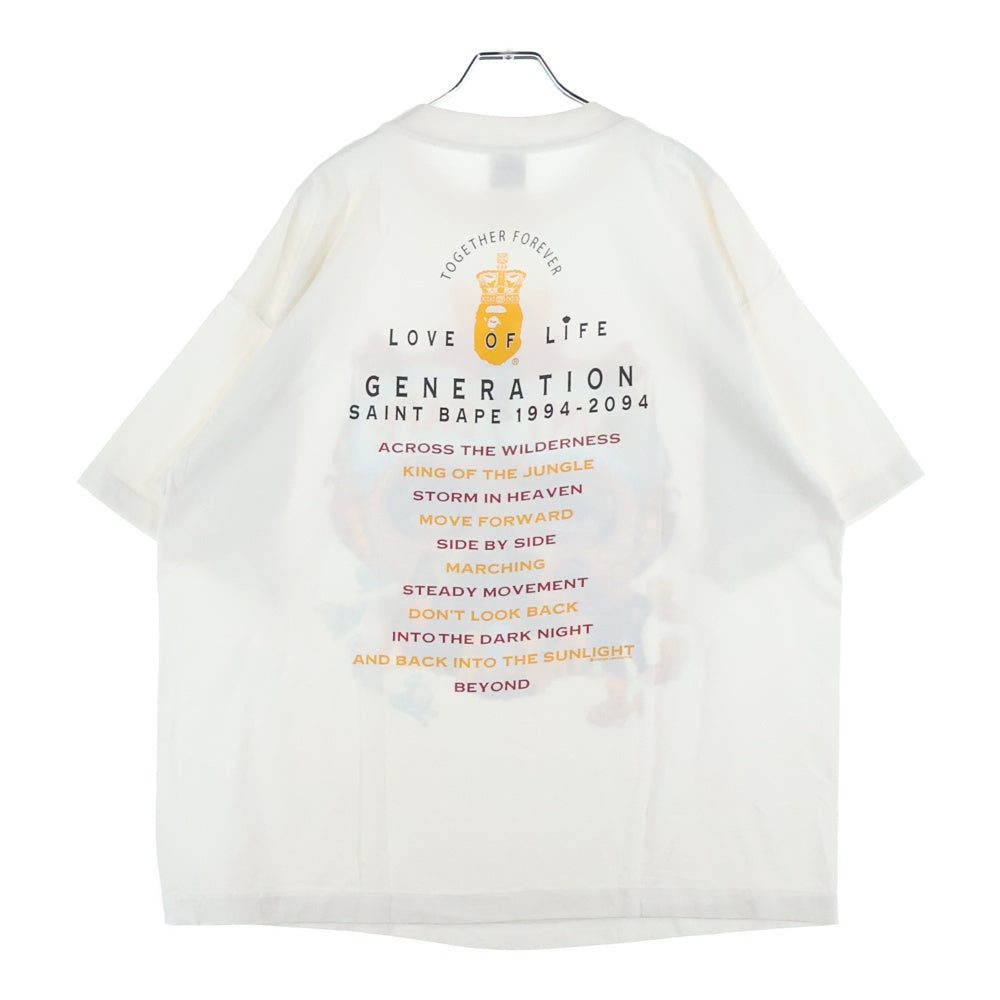 SAINT MICHAEL(セントマイケル) 25AW ×BAPE SS TEE GENERATION ×アベイシングエイプ プリント半袖Tシャツ ホワイト SM-HR1-0000-C36