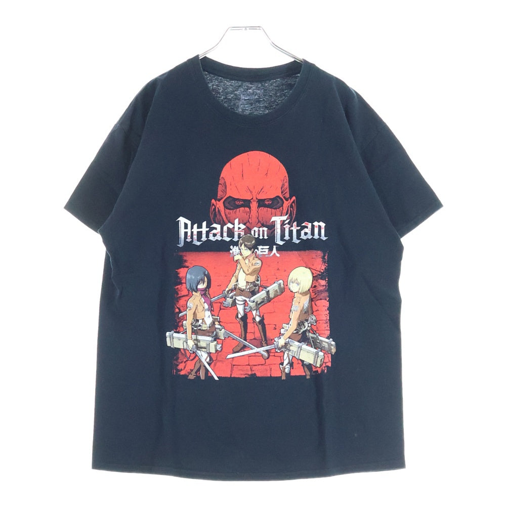 NO BRAND(ノーブランド) Attack on Titan 進撃の巨人 キャラクター プリンテッドTシャツ カットソー ブラック