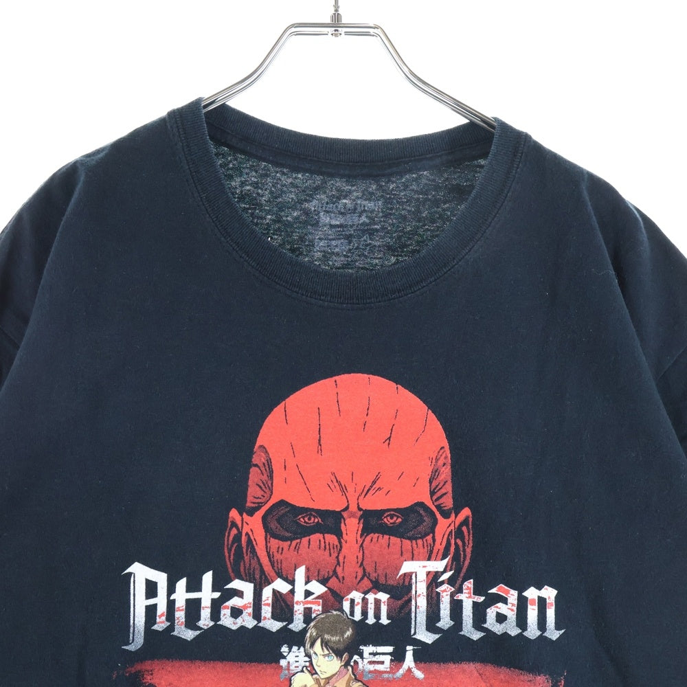 NO BRAND(ノーブランド) Attack on Titan 進撃の巨人 キャラクター プリンテッドTシャツ カットソー ブラック