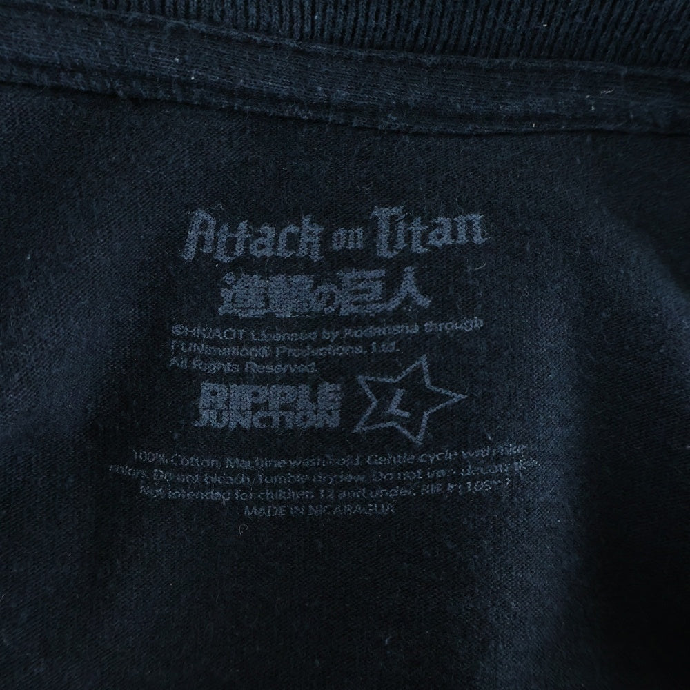 NO BRAND(ノーブランド) Attack on Titan 進撃の巨人 キャラクター プリンテッドTシャツ カットソー ブラック
