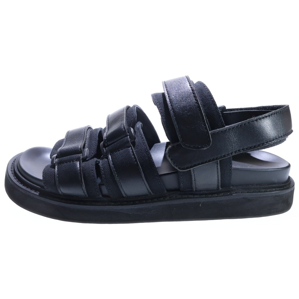Yohji Yamamoto(ヨウジヤマモト) 25SS SHEEP/C CANVAS FOOTBED SANDAL シープスキン キャンバス フットベット ストラップサンダル ブラック HP-E05-779-2-04