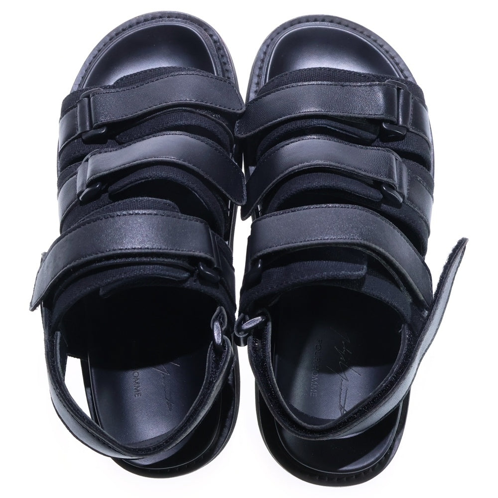 Yohji Yamamoto(ヨウジヤマモト) 25SS SHEEP/C CANVAS FOOTBED SANDAL シープスキン キャンバス フットベット ストラップサンダル ブラック HP-E05-779-2-04