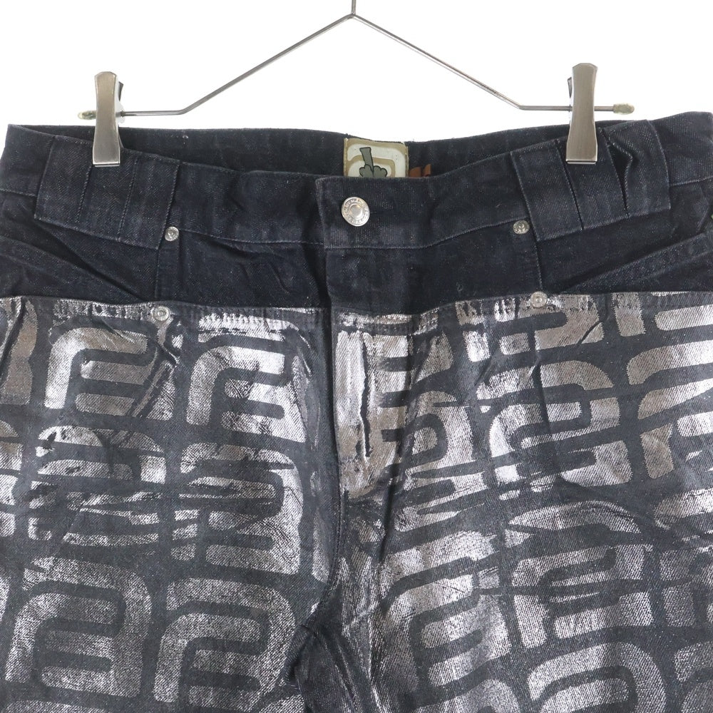 Heaven by Marc Jacobs(ヘブンバイマークジェイコブス) Barragan Foil Pants バラガン スタッズ装飾 デニムパンツ グレー 3F3RBT063D04