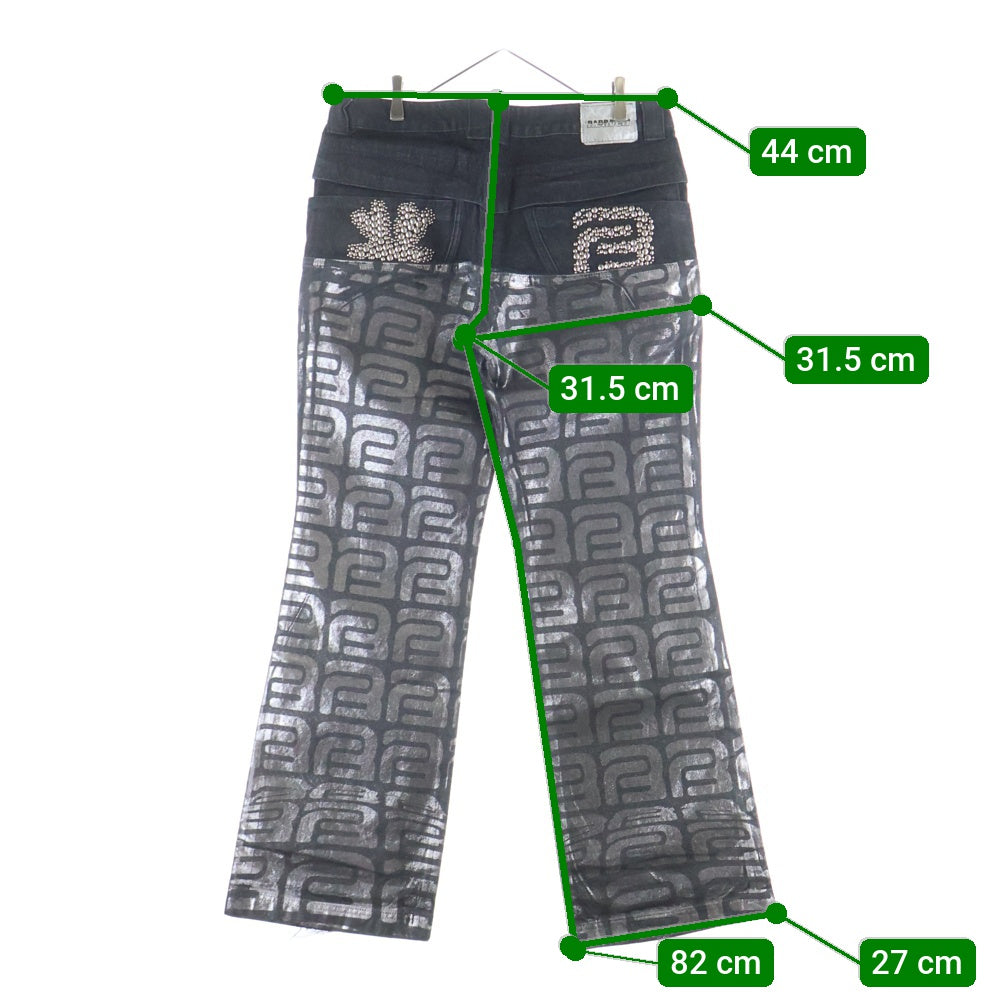 Heaven by Marc Jacobs(ヘブンバイマークジェイコブス) Barragan Foil Pants バラガン スタッズ装飾 デニムパンツ グレー 3F3RBT063D04