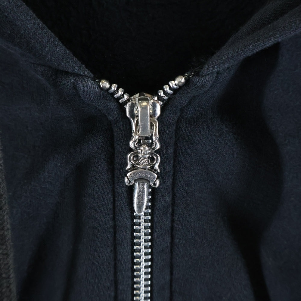 CHROME HEARTS(クロムハーツ) SWTSHRT HD ZIP ダガージップ アームフローラル バックホースシュープリント ジップアップスウェットパーカー フーディー ブラック