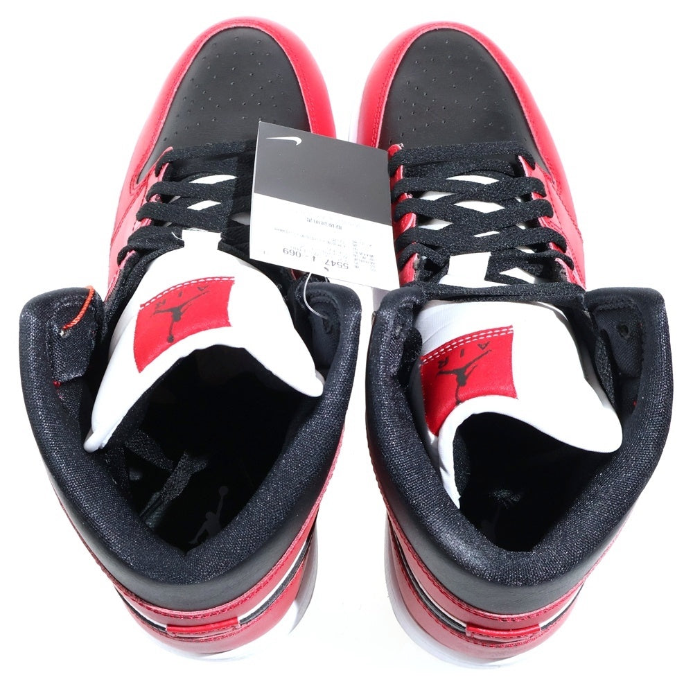 NIKE(ナイキ) AIR JORDAN 1 MID CHICAGO BLACK TOE エアジョーダン1 シカゴ ブラック トゥ つま黒 ミッドカットスニーカー ブラック/ホワイト/レッド US10/28cm 554724-069