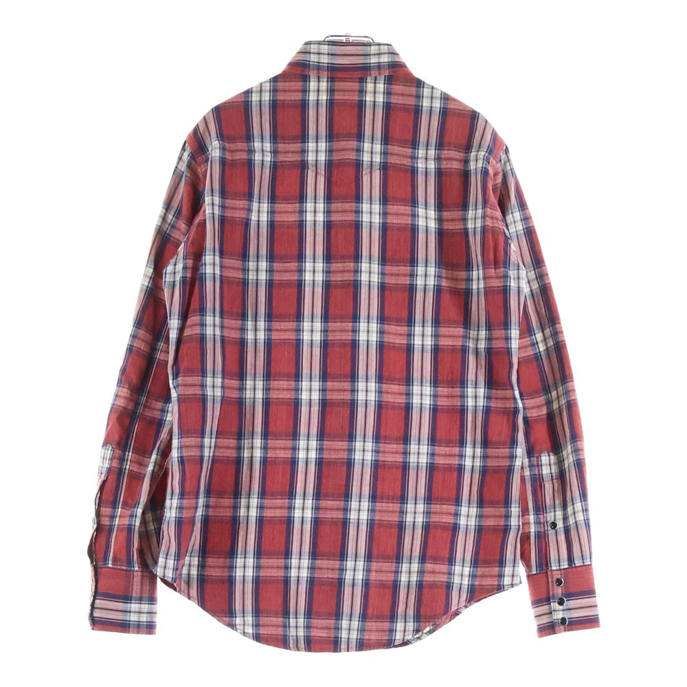SAINT LAURENT PARIS(サンローランパリ) Flannel Check Shirt フランネルチェック長袖シャツ レッド 498101 Y843R
