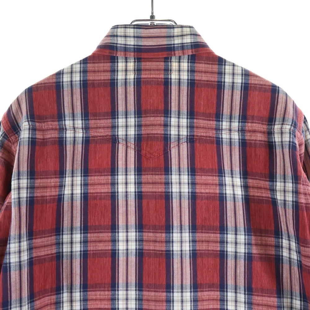SAINT LAURENT PARIS(サンローランパリ) Flannel Check Shirt フランネルチェック長袖シャツ レッド 498101 Y843R