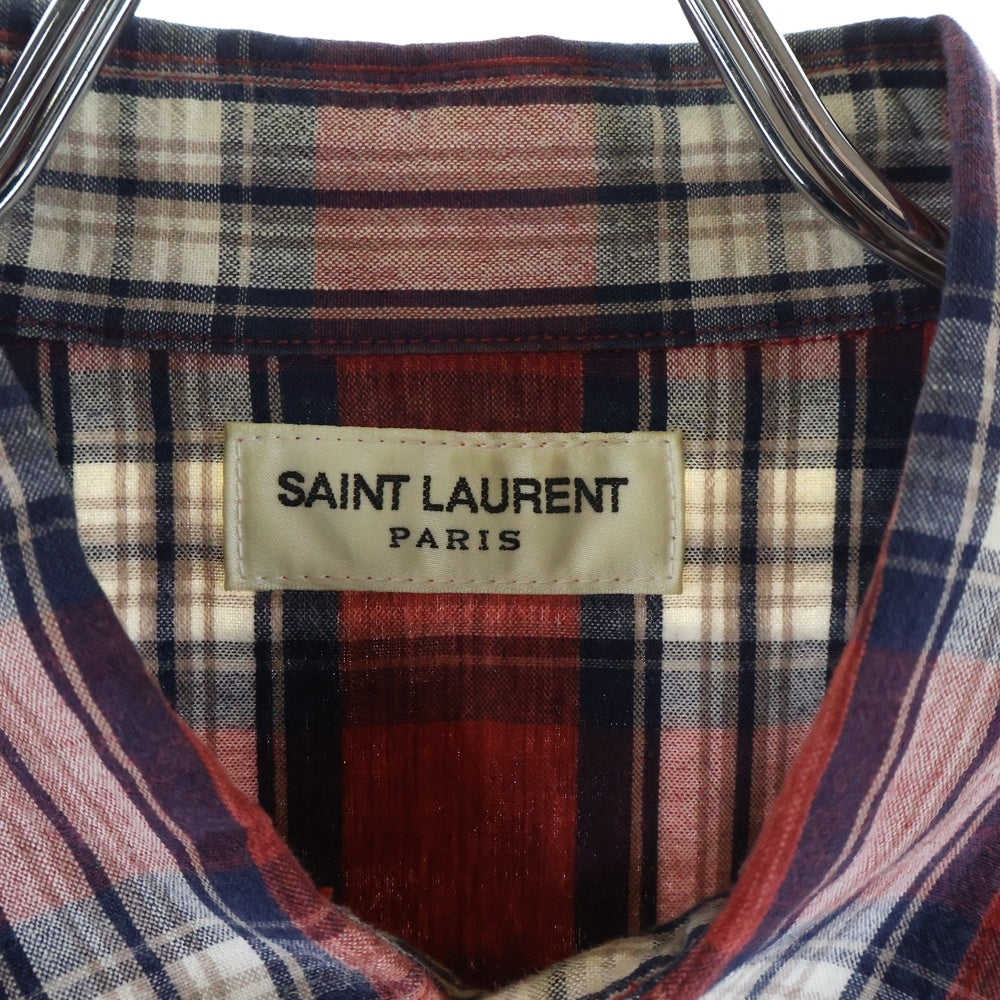 SAINT LAURENT PARIS(サンローランパリ) Flannel Check Shirt フランネルチェック長袖シャツ レッド 498101 Y843R