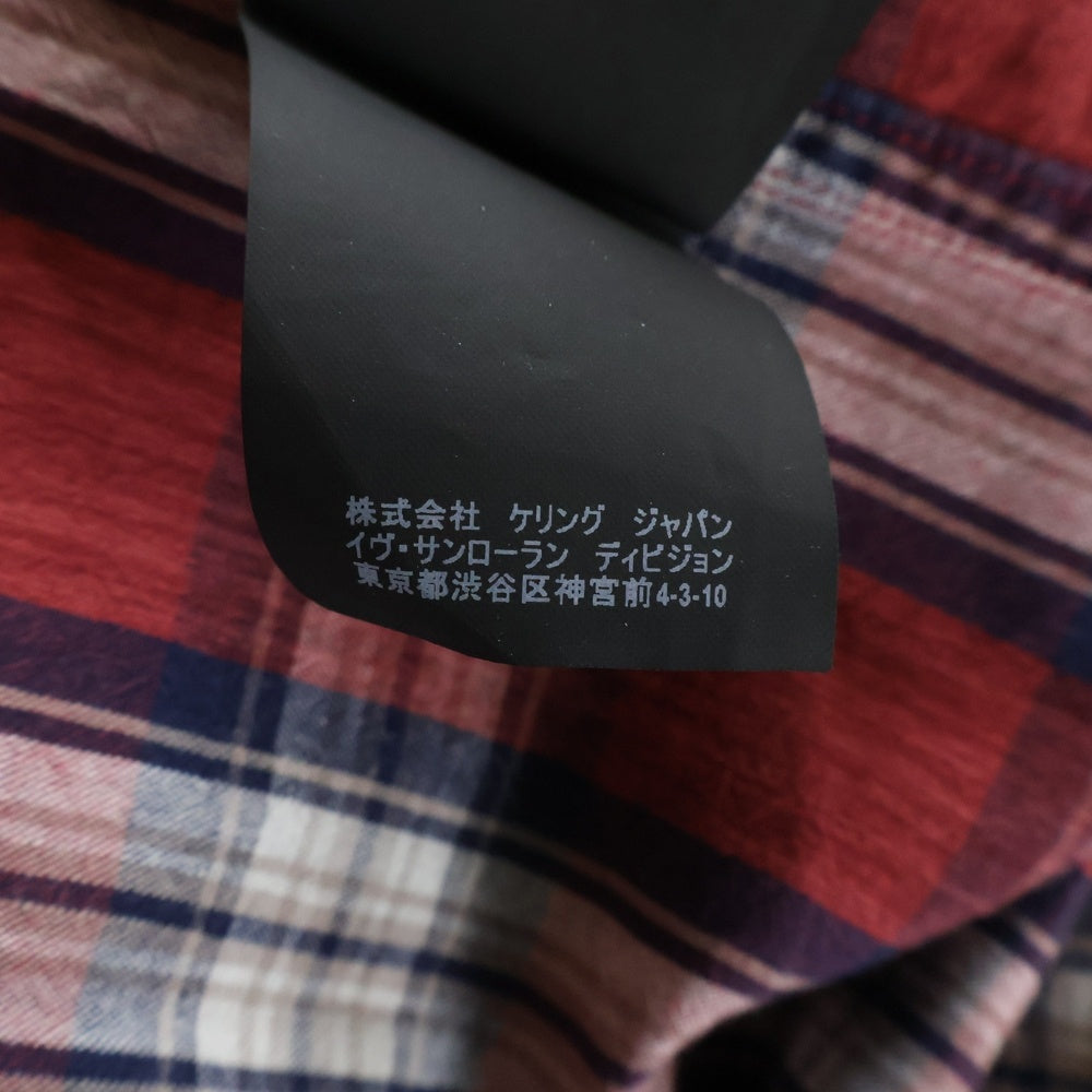 SAINT LAURENT PARIS(サンローランパリ) Flannel Check Shirt フランネルチェック長袖シャツ レッド 498101 Y843R
