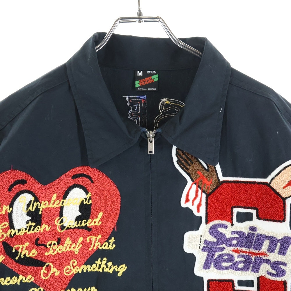 SAINT MICHAEL(セントマイケル) 22SS ×DENIM TEARS Swing top ×セントマイケル スイングトップ ワッペン付き ブルゾン ジャケット ブラック SM-S22-0000-080