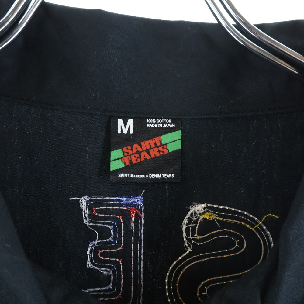 SAINT MICHAEL(セントマイケル) 22SS ×DENIM TEARS Swing top ×セントマイケル スイングトップ ワッペン付き ブルゾン ジャケット ブラック SM-S22-0000-080