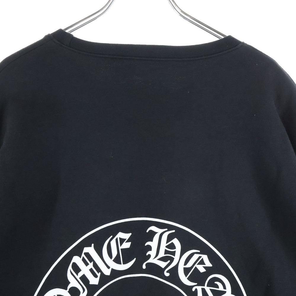 CHROME HEARTS(クロムハーツ) Horseshoe Crewneck Sweatshirt ホースシュープリント 袖フローラル クルーネックスウェットトレーナー ブラック
