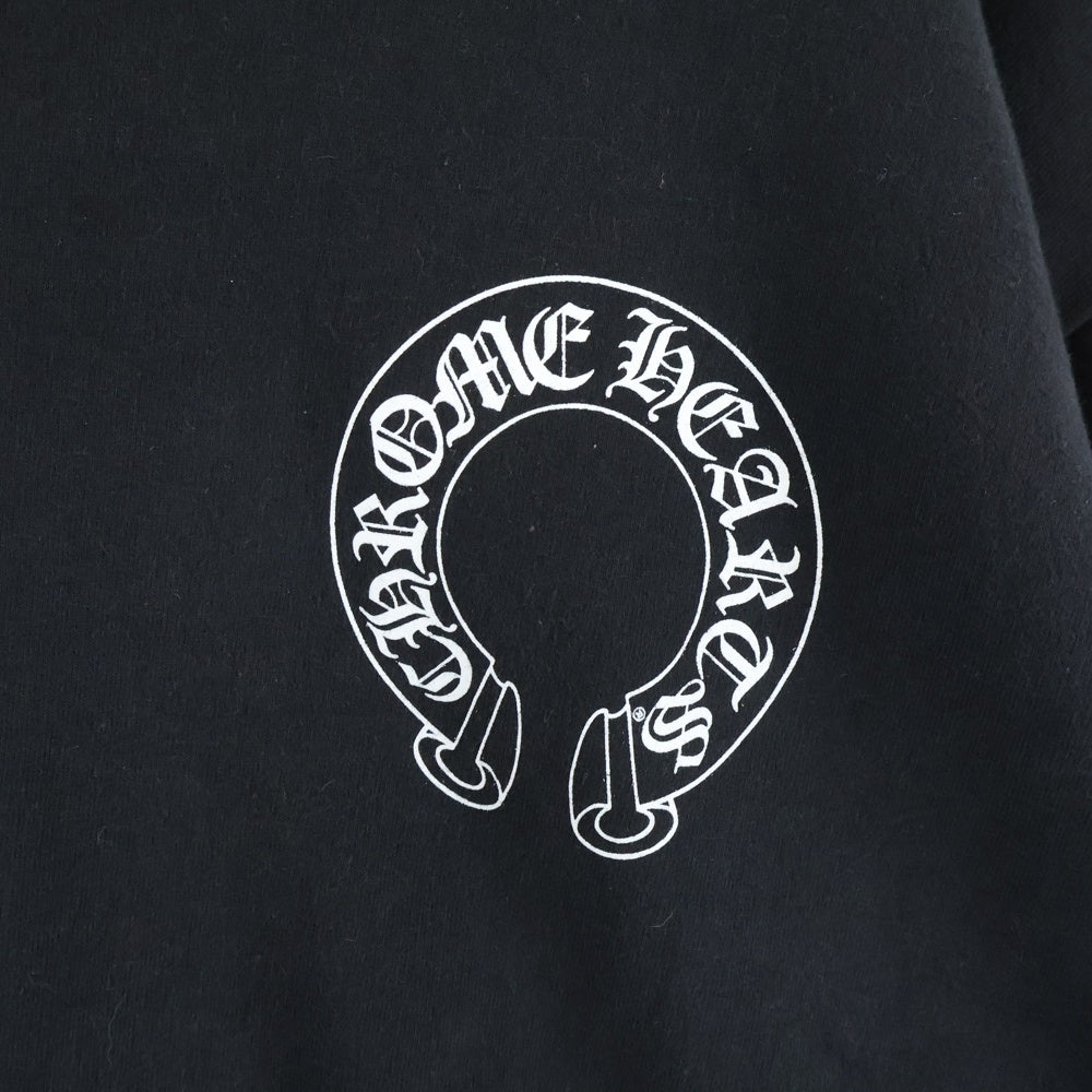 CHROME HEARTS(クロムハーツ) Horseshoe Crewneck Sweatshirt ホースシュープリント 袖フローラル クルーネックスウェットトレーナー ブラック