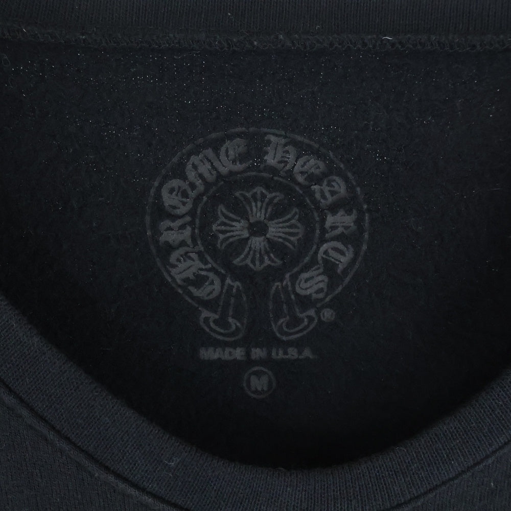 CHROME HEARTS(クロムハーツ) Horseshoe Crewneck Sweatshirt ホースシュープリント 袖フローラル クルーネックスウェットトレーナー ブラック