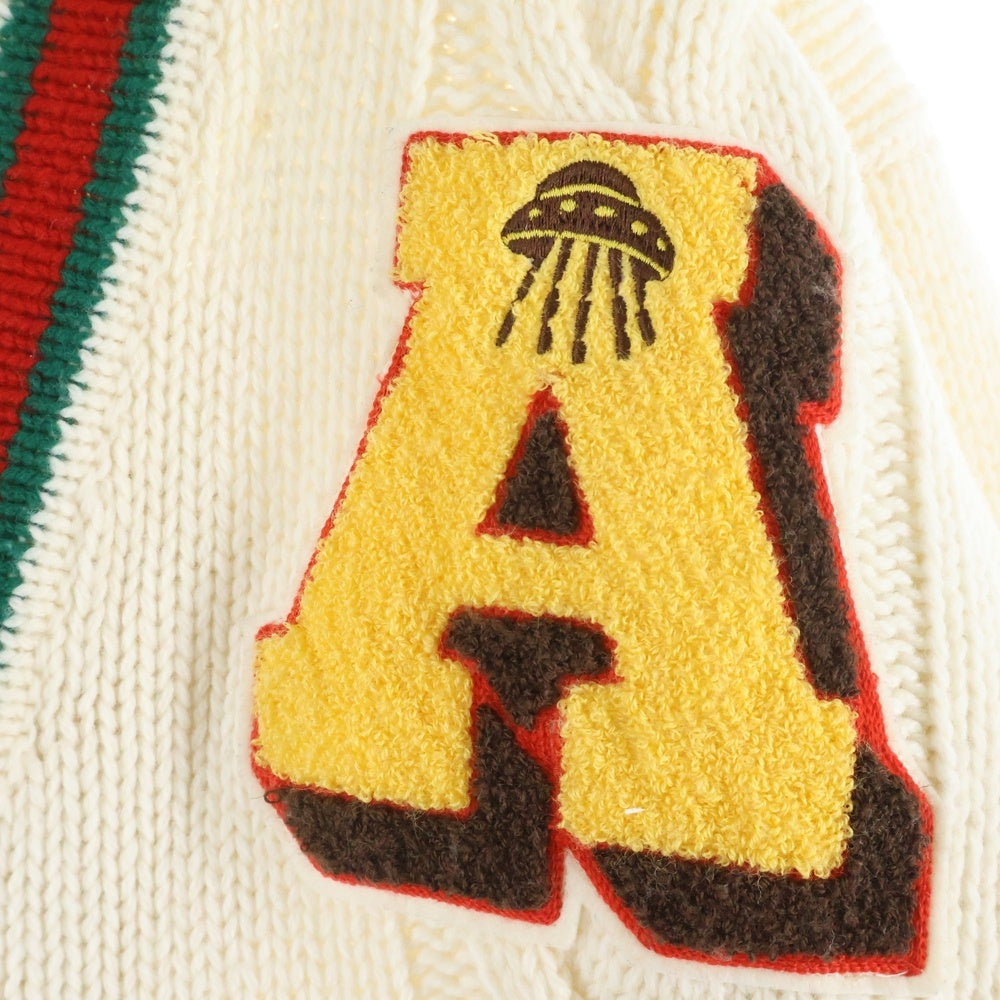 GUCCI(グッチ) Long Wool Knit Cardigan ロゴ刺繍 ロングウールニットカーディガン アイボリー 501427 X9N09