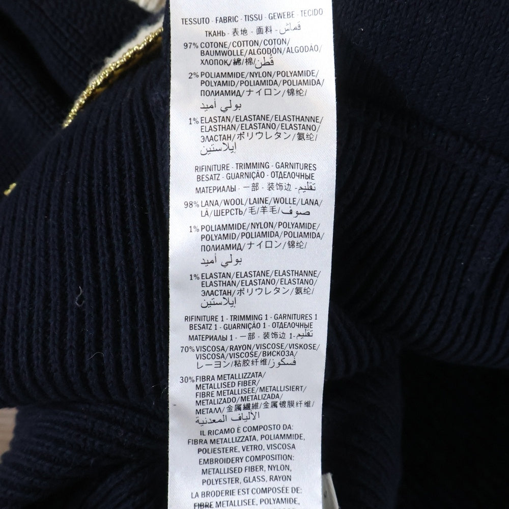 GUCCI(グッチ) Wool Knit Cardigan ラインストーン装飾 ロゴ刺繍 ウールニットカーディガン ネイビー 501427 X9N09 レディース