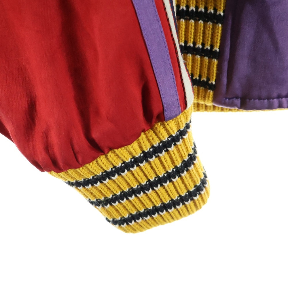 GUCCI(グッチ) Crystal Embroidered Acetate Bomber Jacket ラインストーン装飾 サテンボンバージャケット スカジャン パープル 501094 Z704C