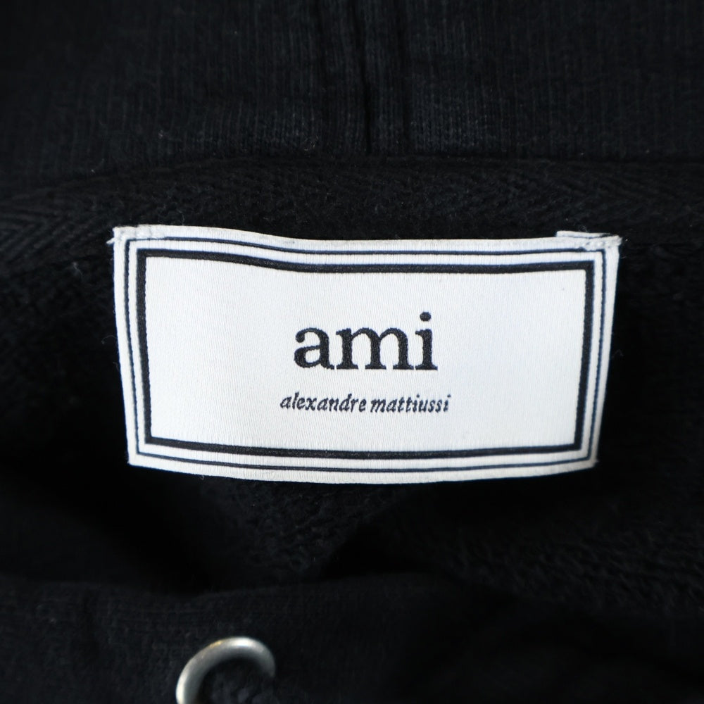AMI Alexandre Mattiussi(アミアレクサンドルマテュッシ) Hoodie ロゴ刺繍 プルオーバースウェットパーカー フーディー ブラック A20HJ008.730