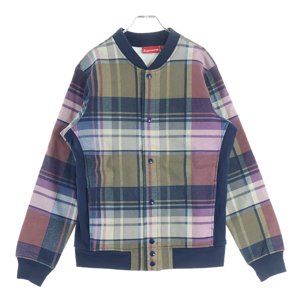SUPREME(シュプリーム) 14AW Plaid Snap Front Sweat フロントスナップ バックロゴ刺繍 チェックスウェットブルゾン マルチ