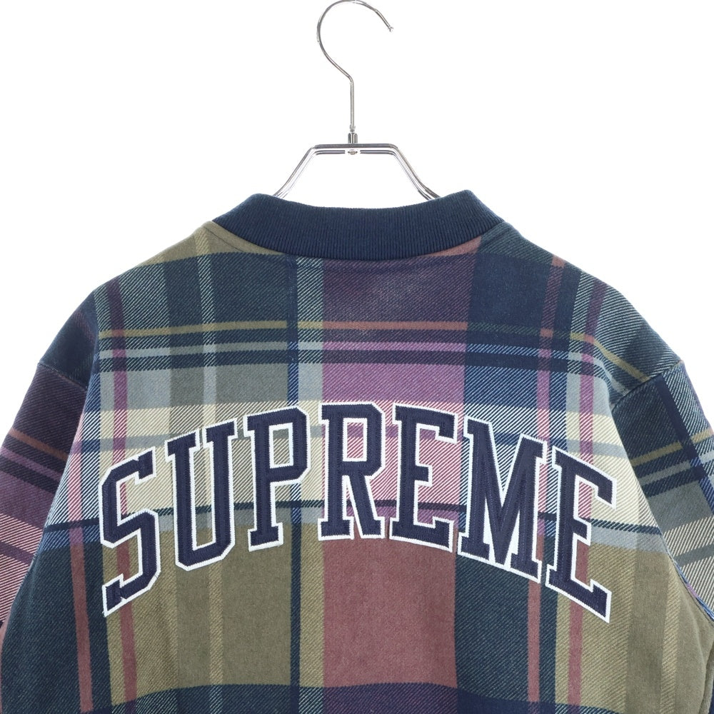 SUPREME(シュプリーム) 14AW Plaid Snap Front Sweat フロントスナップ バックロゴ刺繍 チェックスウェットブルゾン マルチ