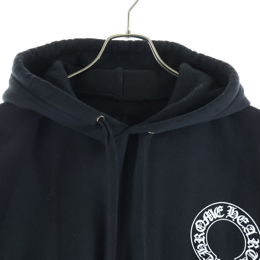 CHROME HEARTS(クロムハーツ) SWTSHRT PLVR アームフローラル バックホースシュープリント プルオーバースウェットパーカー フーディー ブラック