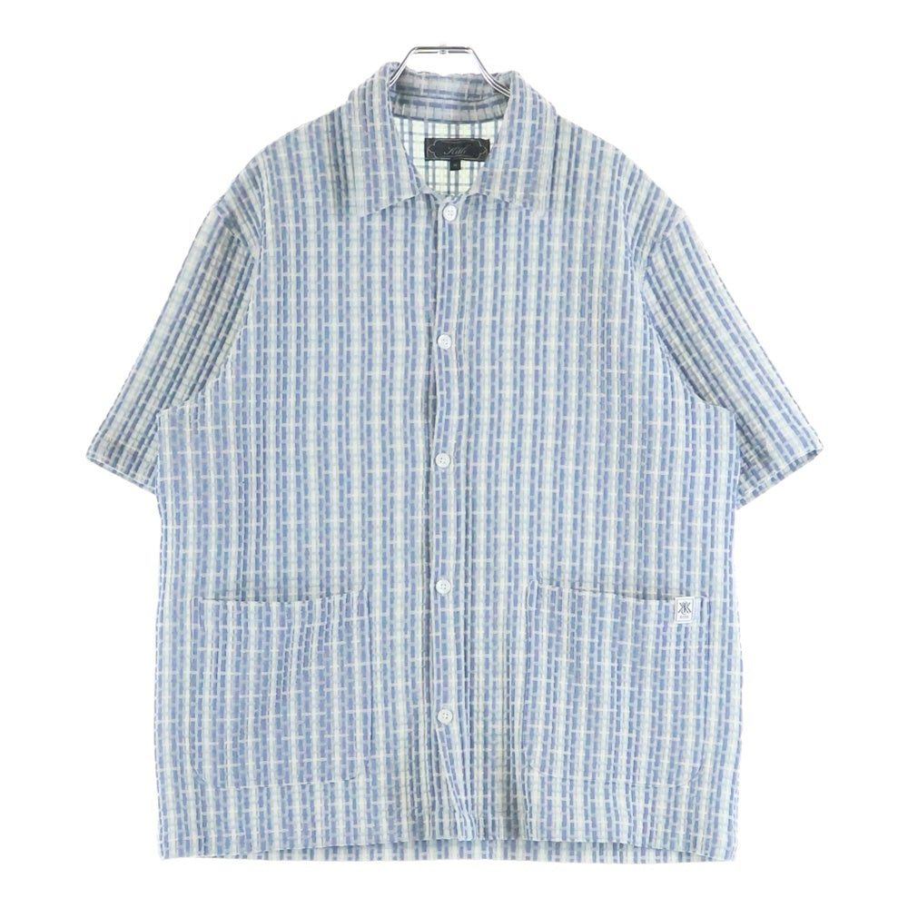 KITH(キス) 25SS Bubble Check Short Sleeve Boxy Collared Overshirt バブルチェック 半袖シャツ ブルー