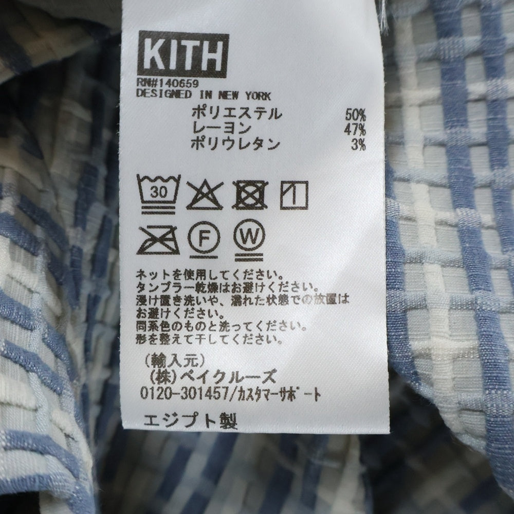 KITH(キス) 25SS Bubble Check Short Sleeve Boxy Collared Overshirt バブルチェック 半袖シャツ ブルー