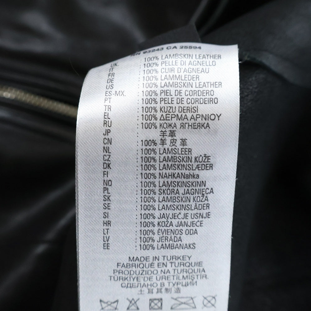 DIESEL(ディーゼル) L-KORN ラムレザー シングルレレザージャケット バイカージャケット ブラック A06348