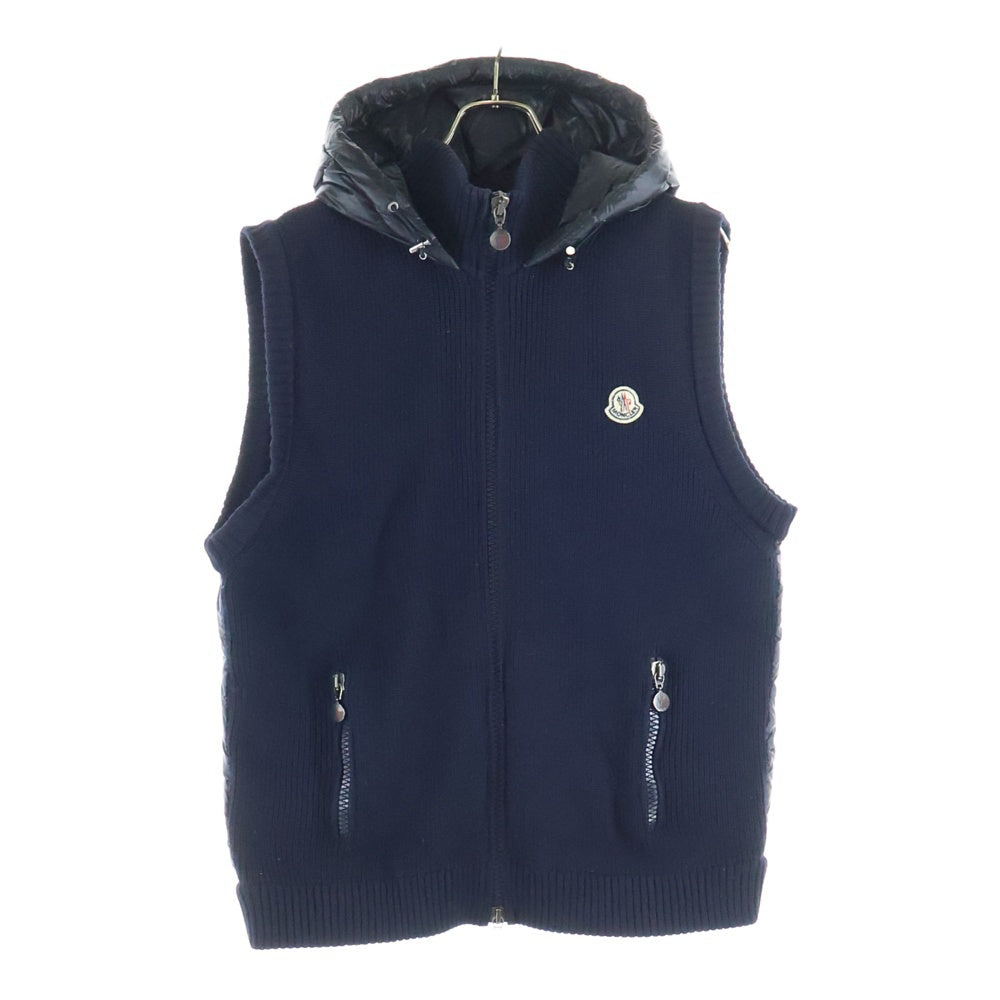 MONCLER(モンクレール) MAGLIONE TRICOT GILET ロゴワッペン ダウン切替 ニットベスト ネイビー 120919436800