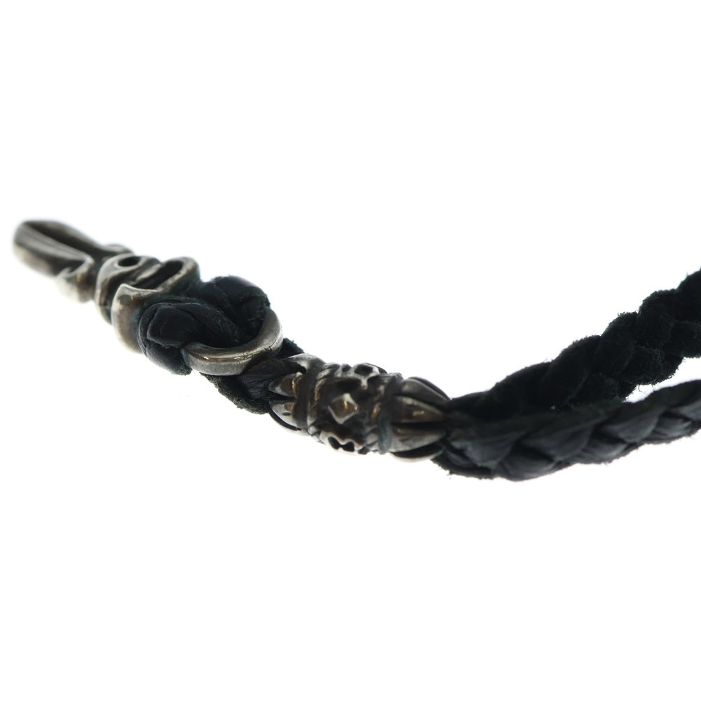 A&G(エーアンドジー) DAGGER LEATHER BRAID ダガー レザーブレイド ペンダントトップ ネックレス ブラック/シルバー