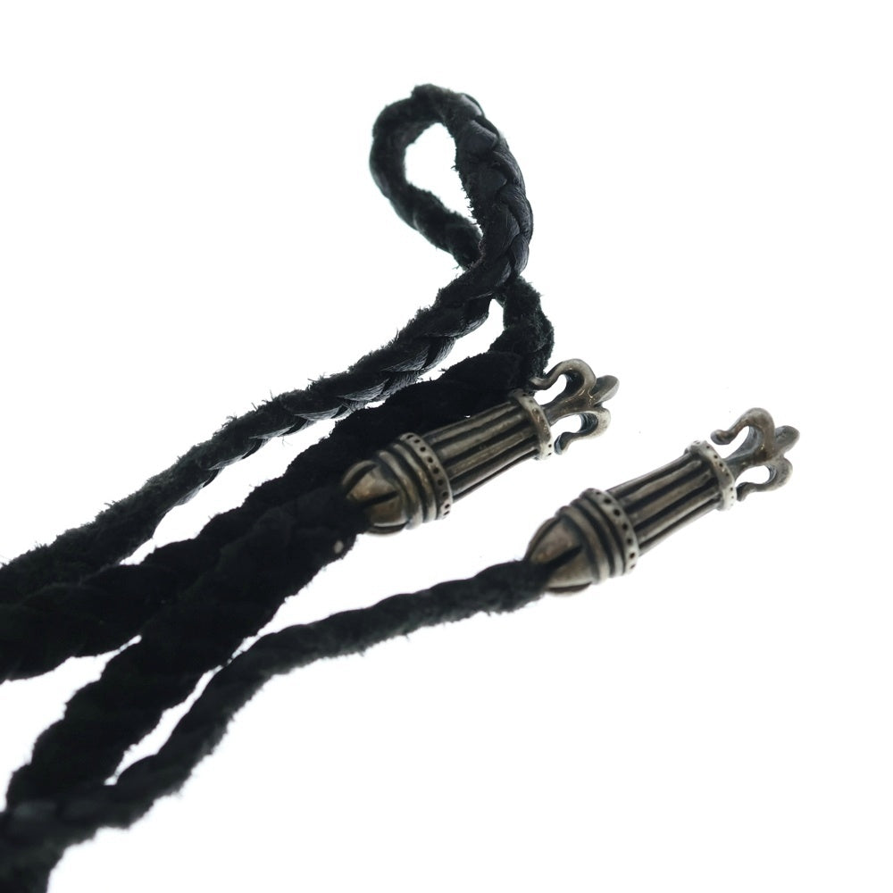 A&G(エーアンドジー) LEATHER BRAID レザーブレイド ネックレス ブラック/シルバー