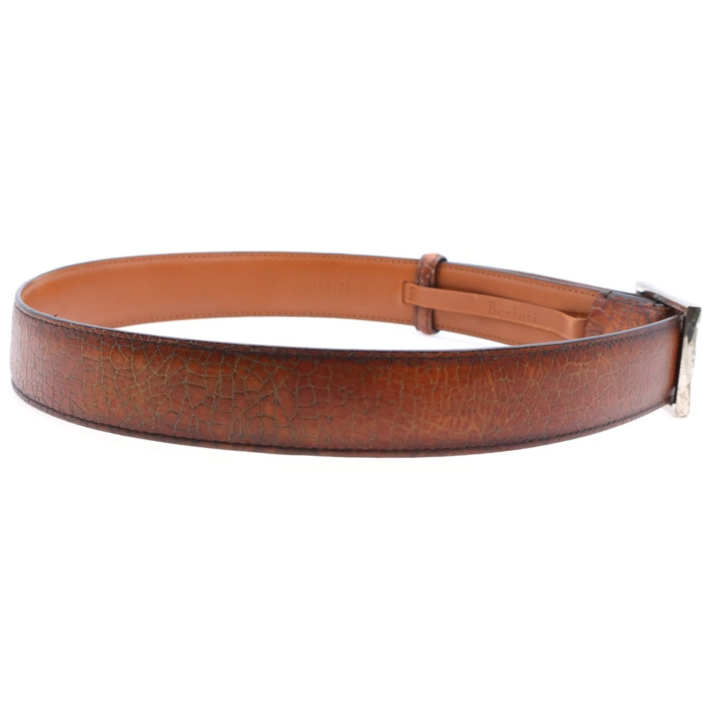 Berluti(ベルルッティ) クラック加工 パティーヌ クラシックレザーベルト ブラウン