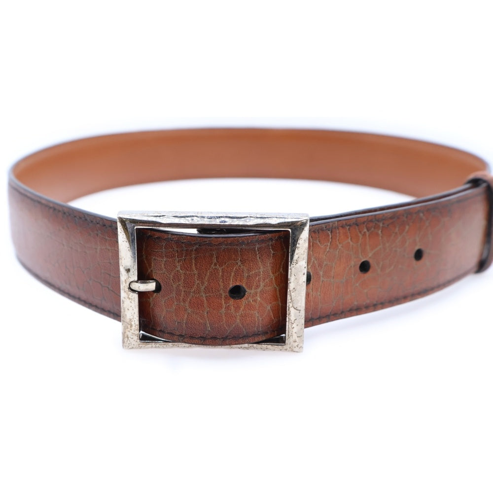 Berluti(ベルルッティ) クラック加工 パティーヌ クラシックレザーベルト ブラウン