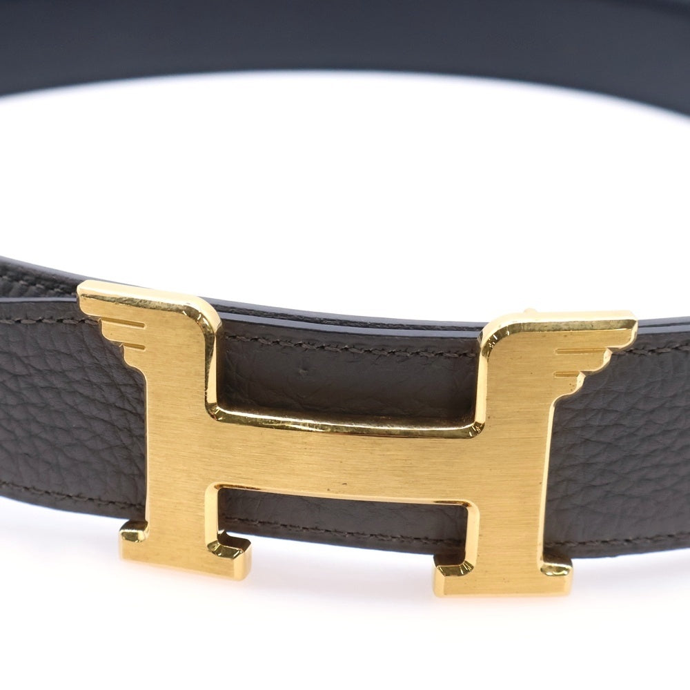 HERMES(エルメス) コンスタンス ペガサス Hロゴバックル リバーシブルレザーベルト ブラック/グレー Z刻印