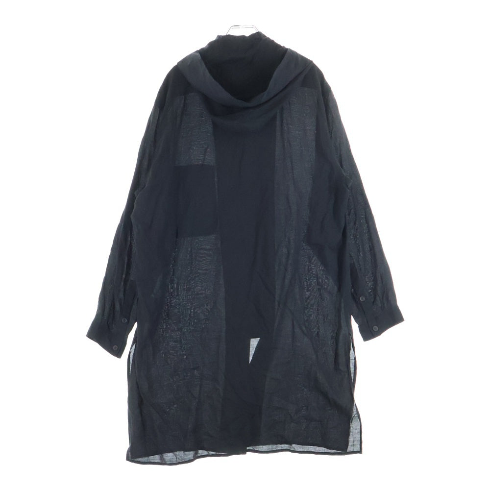 Yohji Yamamoto POUR HOMME(ヨウジヤマモト プールオム) 24SS CM CELLULOSE LAWN A ZIPPER HOOD B セルロース ローン ジップアップ フーディ コート ブラック HS-B09-200