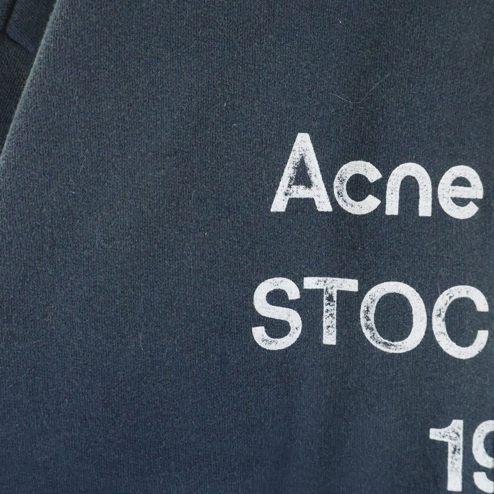 Acne Studios(アクネ ストゥディオズ) 25SS LOGO ZIP SWEATER ダメージ加工 フロントロゴ ジップアップスウェット ブラック FN-UX-SWEA000052