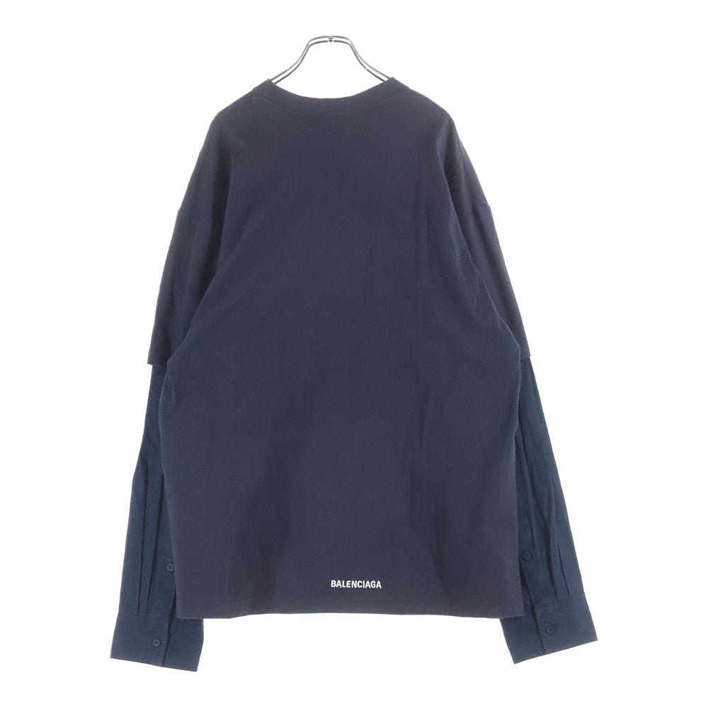BALENCIAGA(バレンシアガ) 22SS シャツレイヤード オーバーサイズ ロングスリーブ 長袖Tシャツ カットソー ブラック 671401 TLVF3